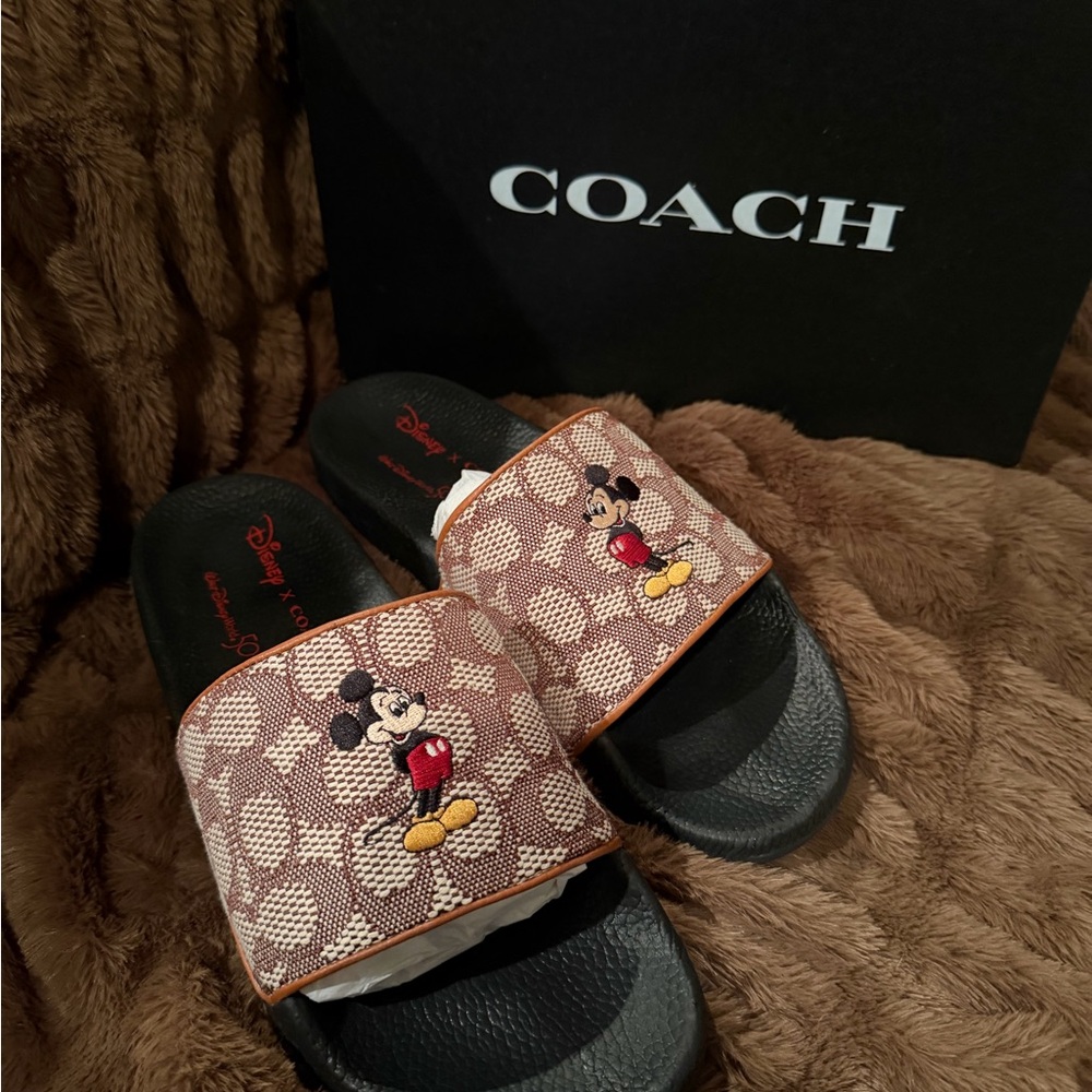 Coach Disney Mickey Mouse Sandals in Brown and Black